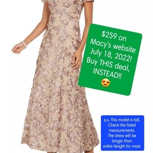 Alex Evenings Rosette A-line Gown, Champagne, sz. 16